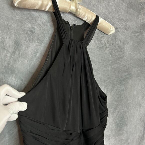 David's Bridal Ball Gown Dress Women Sz 14 Halter Maxi Black Formal Occasion - Picture 6 of 13